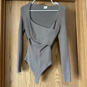 Abercrombie & Fitch Taupe Ribbed Bodysuit